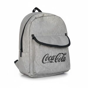 Coca Cola Classic Mini Gray Backpack with Front Pocket and adjustable straps